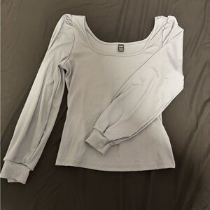 SHEIN Privé Scoop Neck Bishop Sleeve Tee